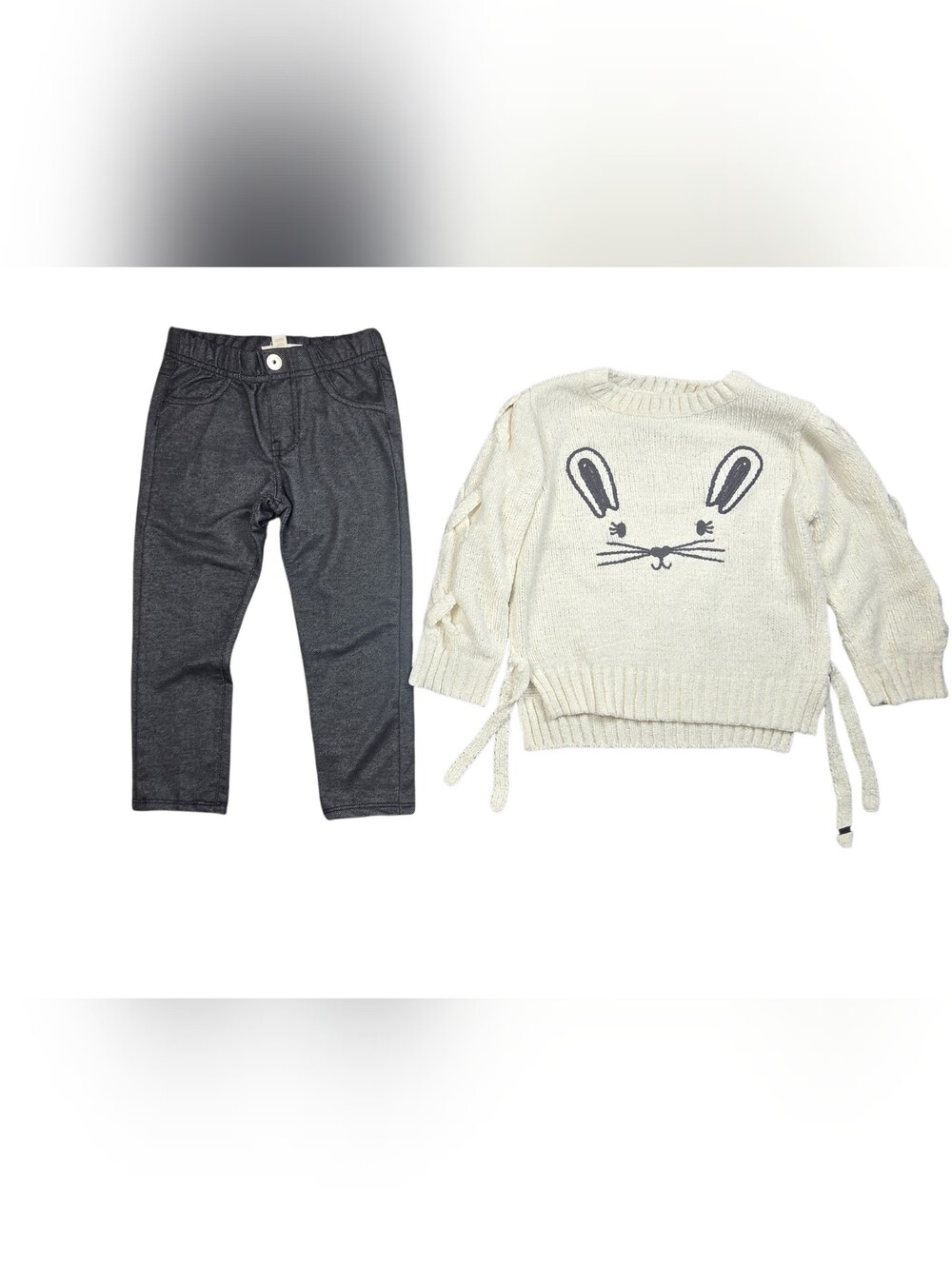 Jessica Simpson Cream Bunny Sweater with Charcoal Leggings Size 3T